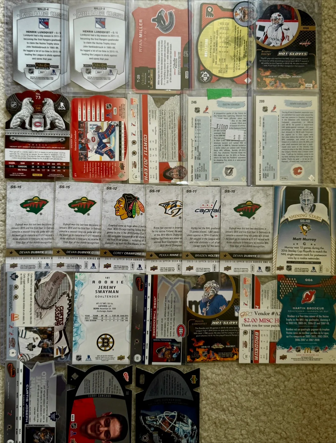 NHL Hockey Goalie Trading Cards - All goalies image indicator(8)