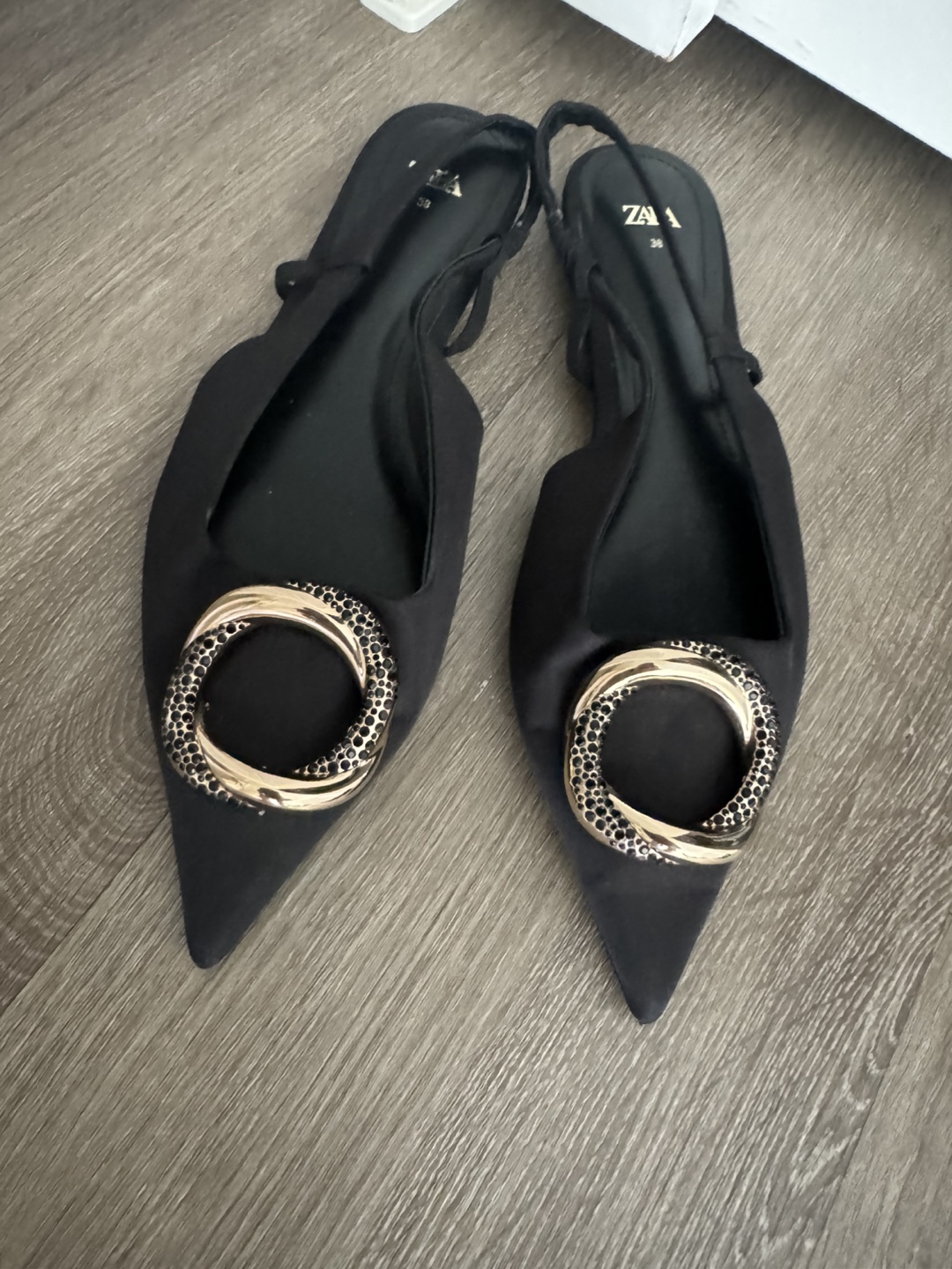 Zara Black Slingback Heels - Size 36