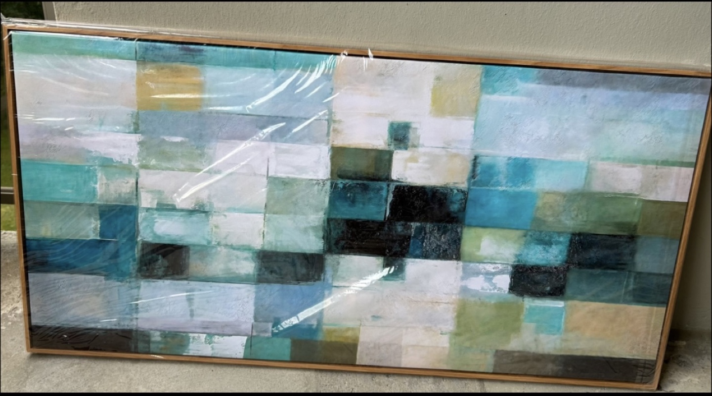 Framed Colourful Abstract Canvas Wall Art (20” x 40”)