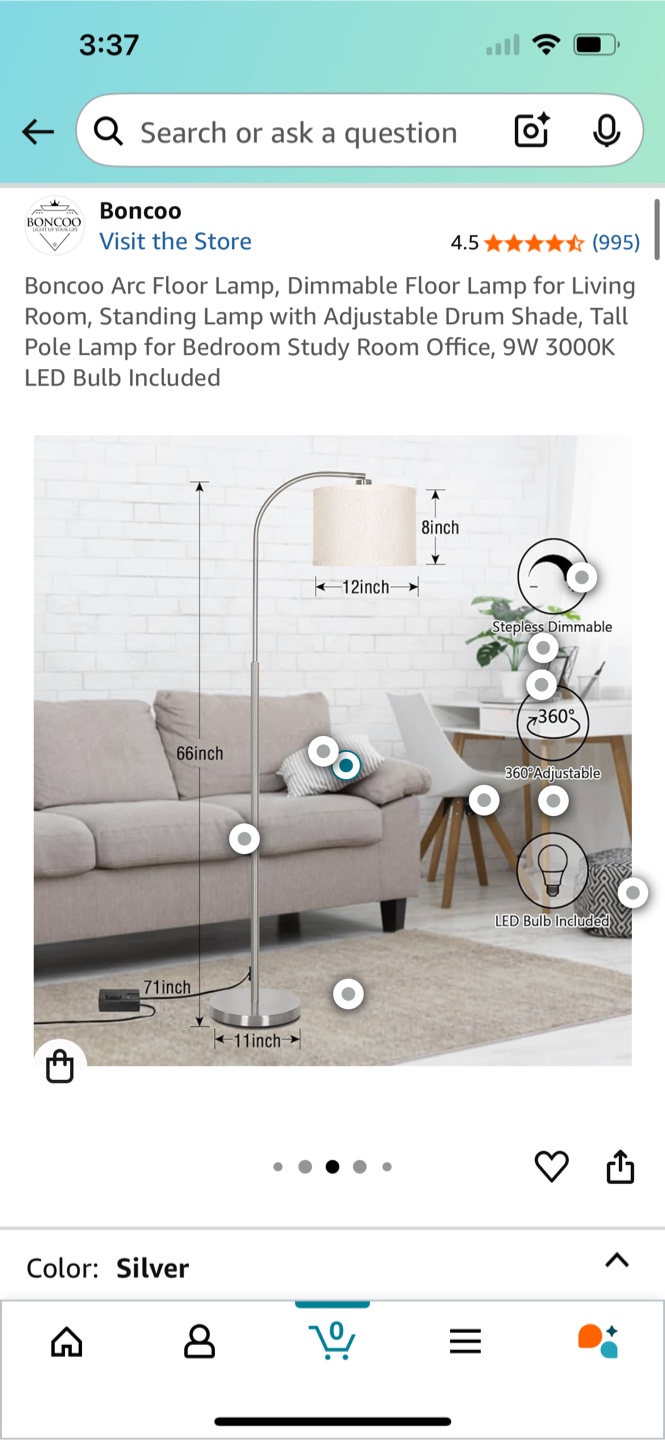 Boncoo Arc Floor Lamp - Silver - photo 3