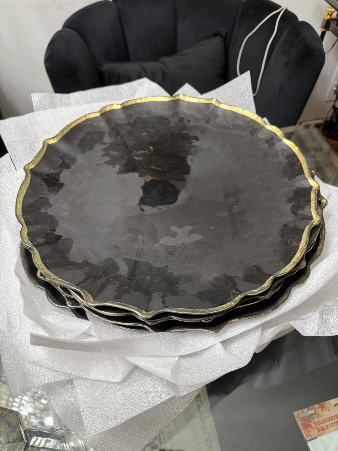 Black charger  Plates with Gold Trim - photo 5