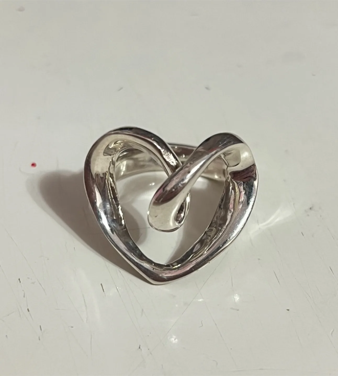 Real 925 Sterling Silver Abstract Heart Ring Size 9 thumbnail