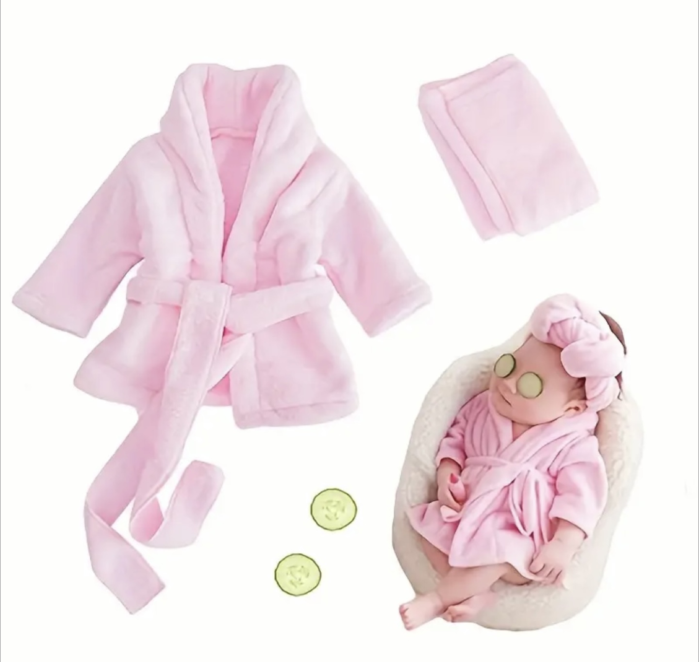 Infant photoshoot - baby pink robe (0-2mo) - photo 3