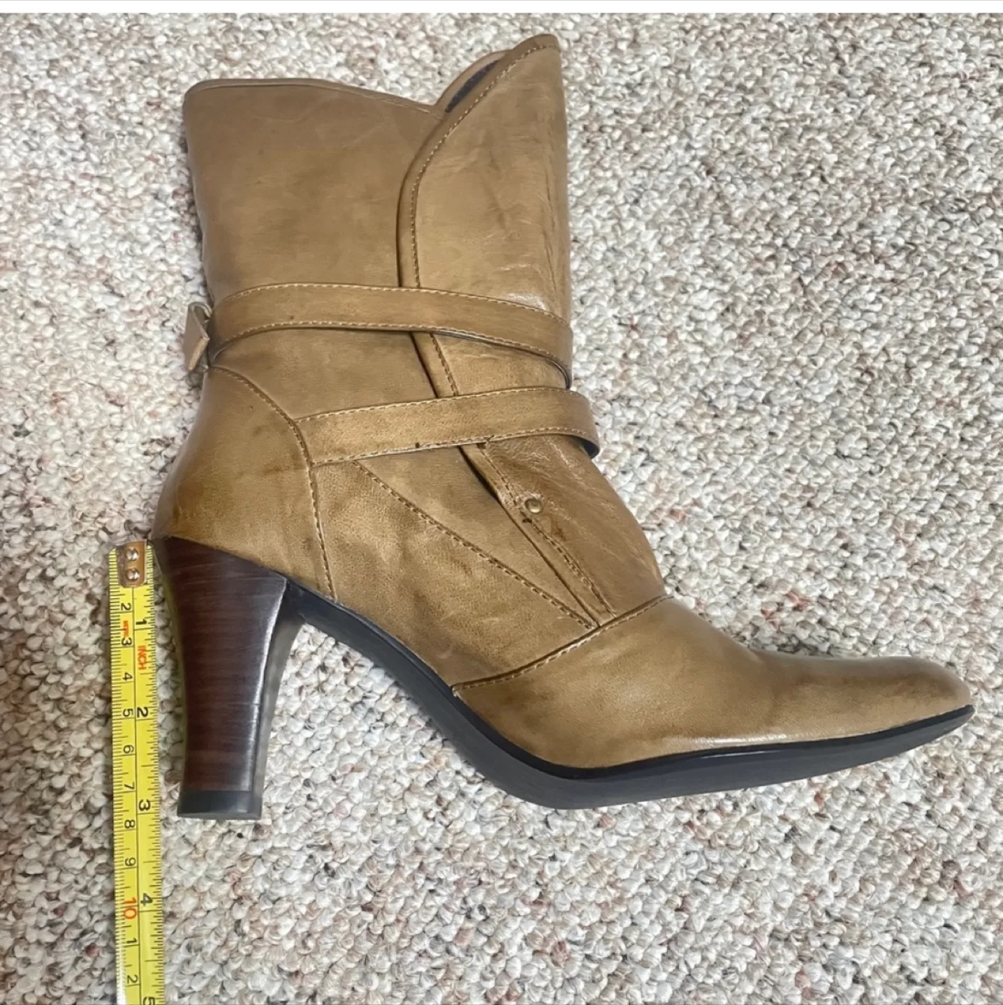 🧡Tan Leather Heeled Boots, Size 5/EU35 image indicator(4)