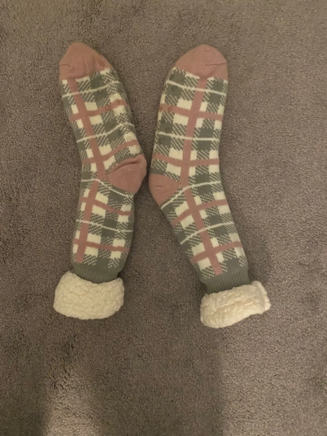 Cozy Plaid Socks with Sherpa Cuff thumbnail