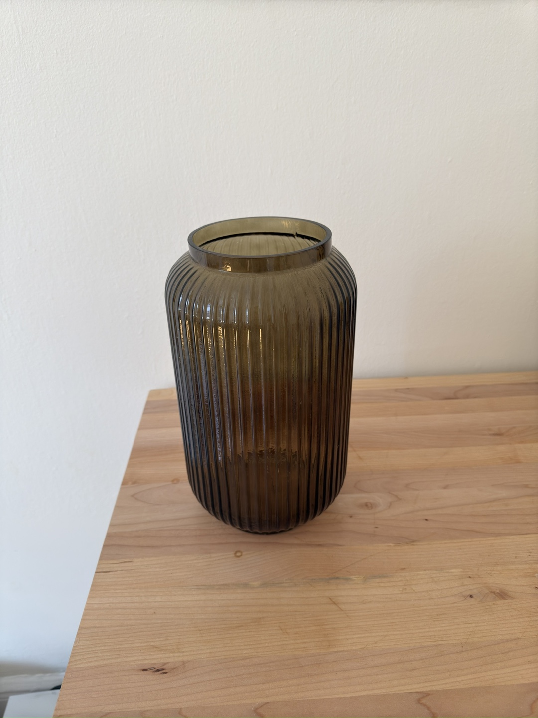 Ribbed Glass Vase - Brown