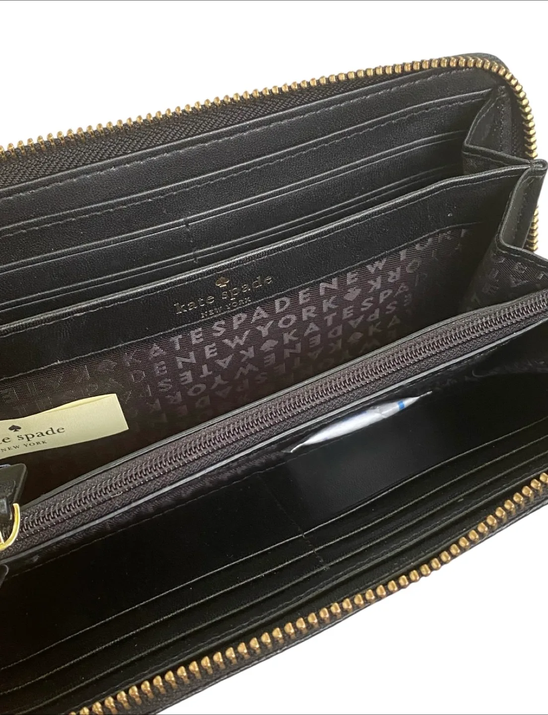 Kate Spade Black Leather Zip Around Wallet image indicator(6)