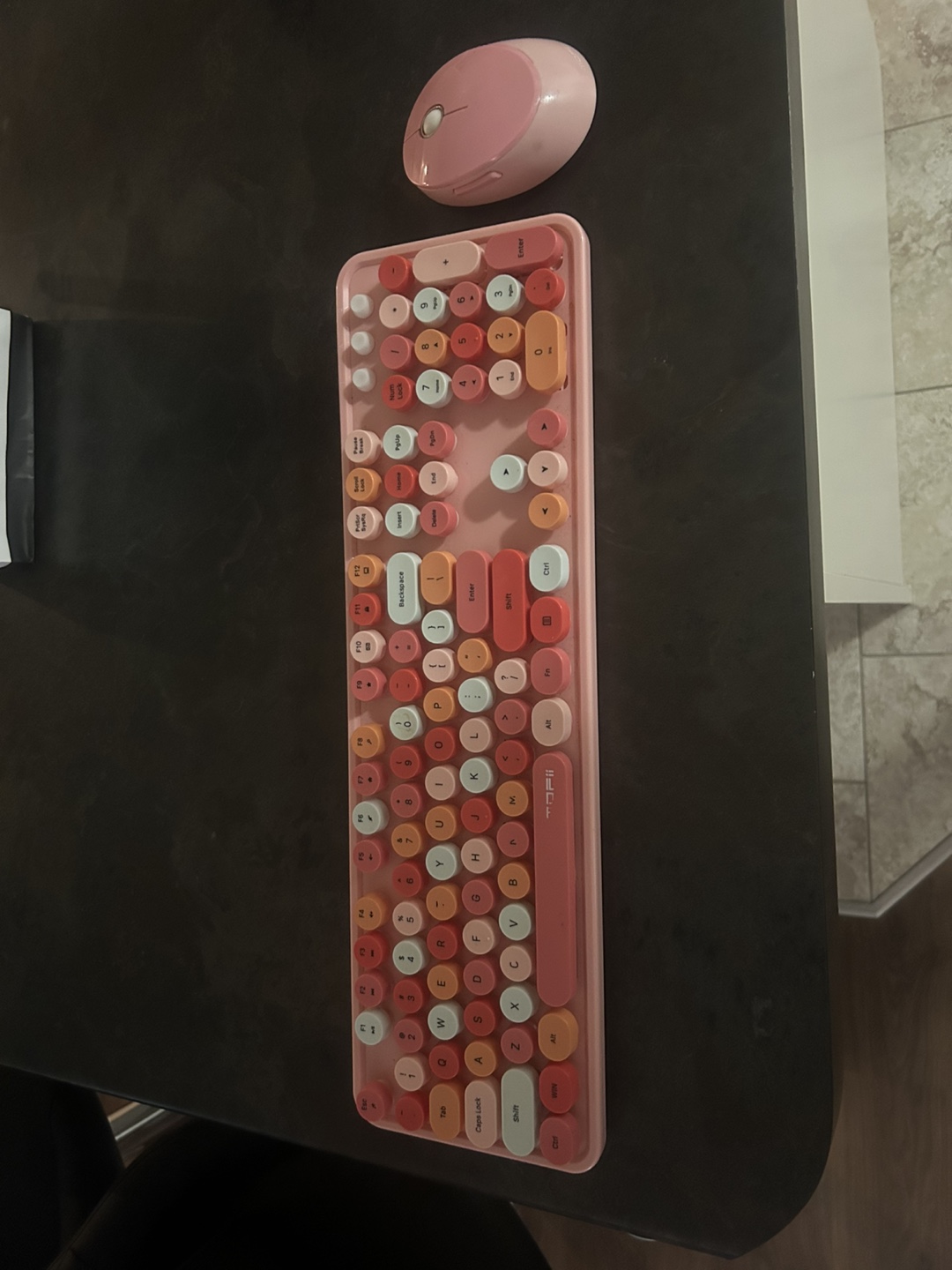 TOFII Pink Retro Keyboard & Mouse Set