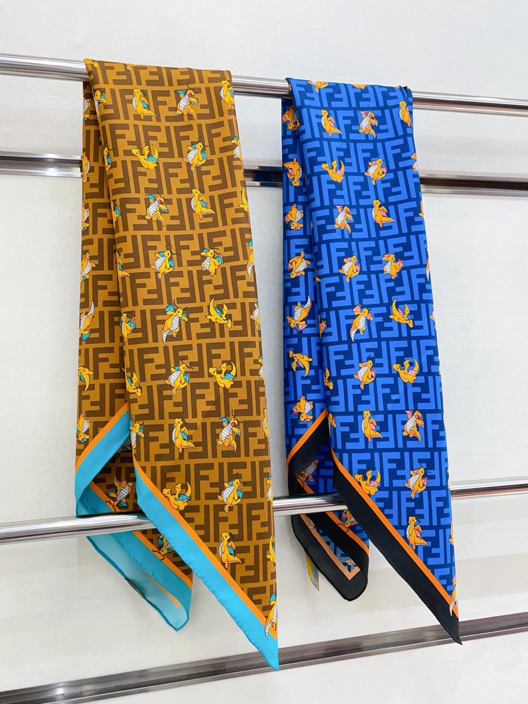 Fendi Silk Scarf - Brown & Blue