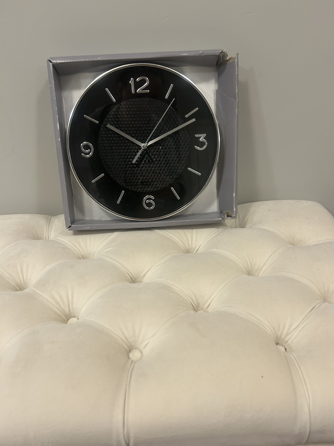 Black Wall Clock with Silver Accents - photo 2