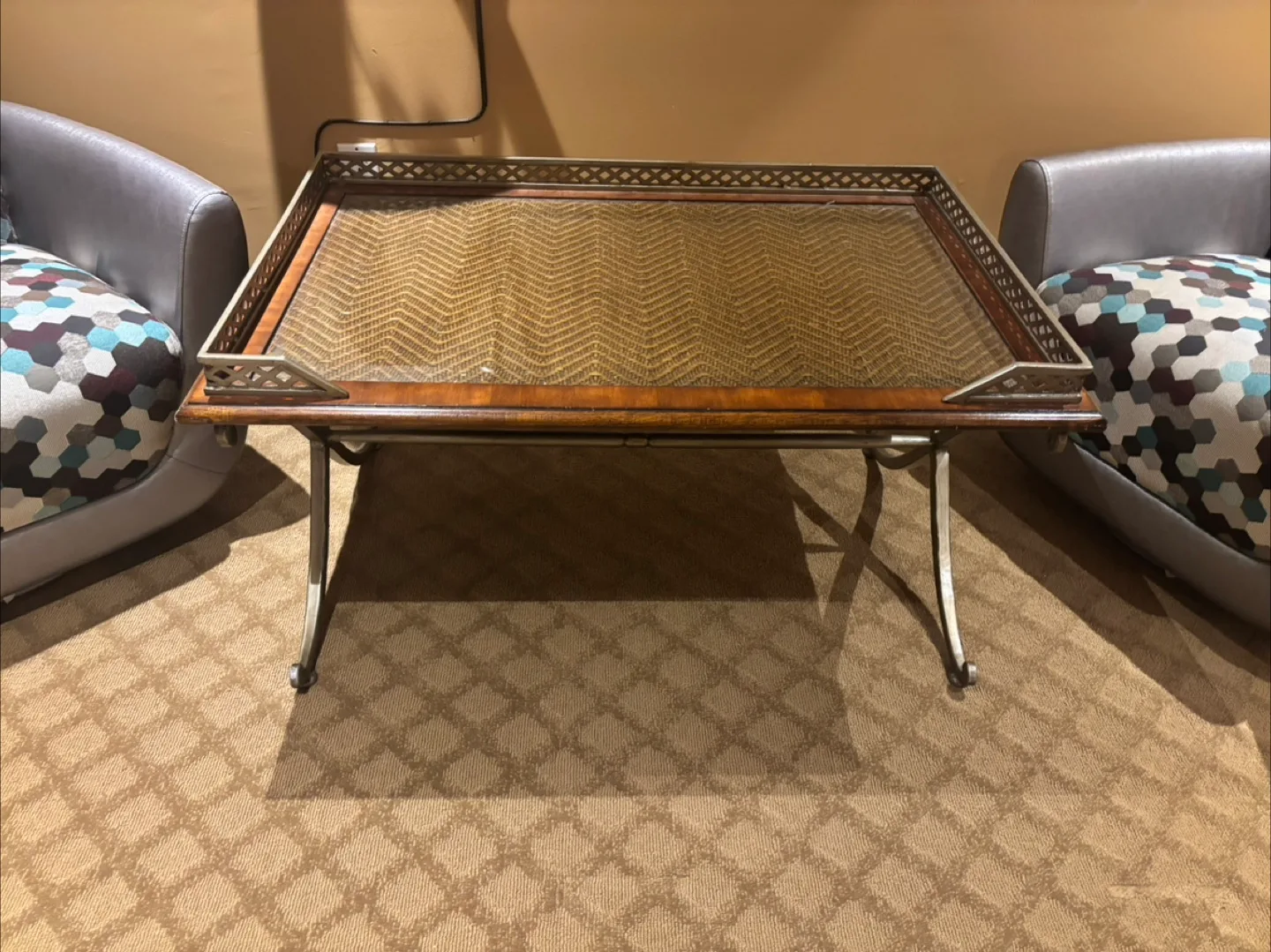 Vintage Style Wicker Top Coffee Table thumbnail