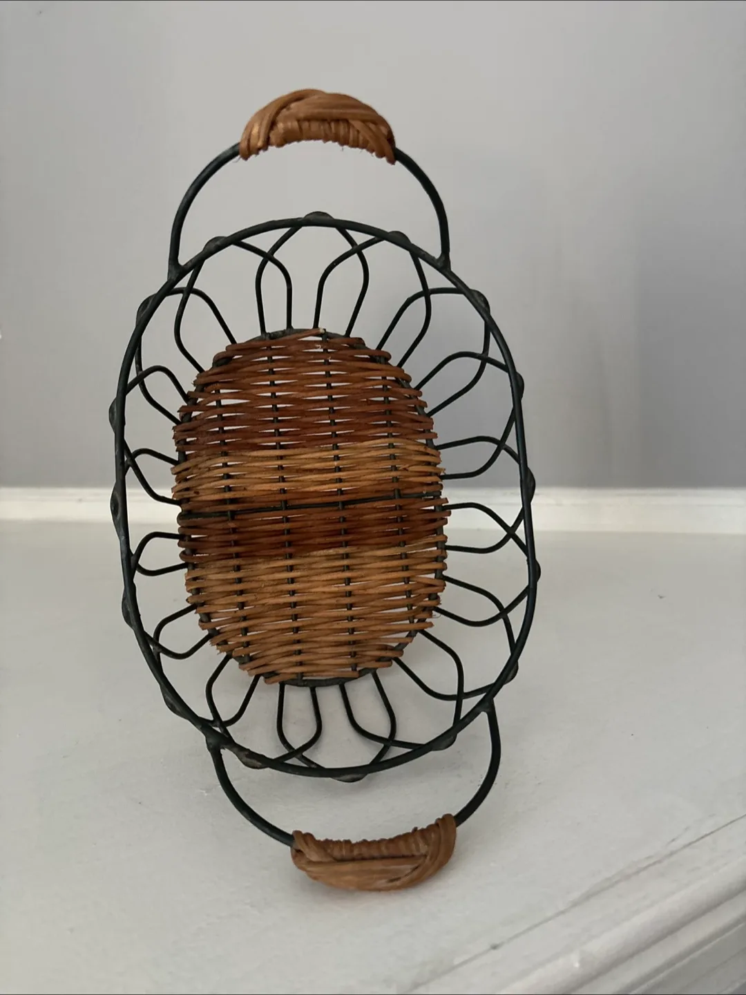 Wire and Wicker Basket with Handles image indicator(2)