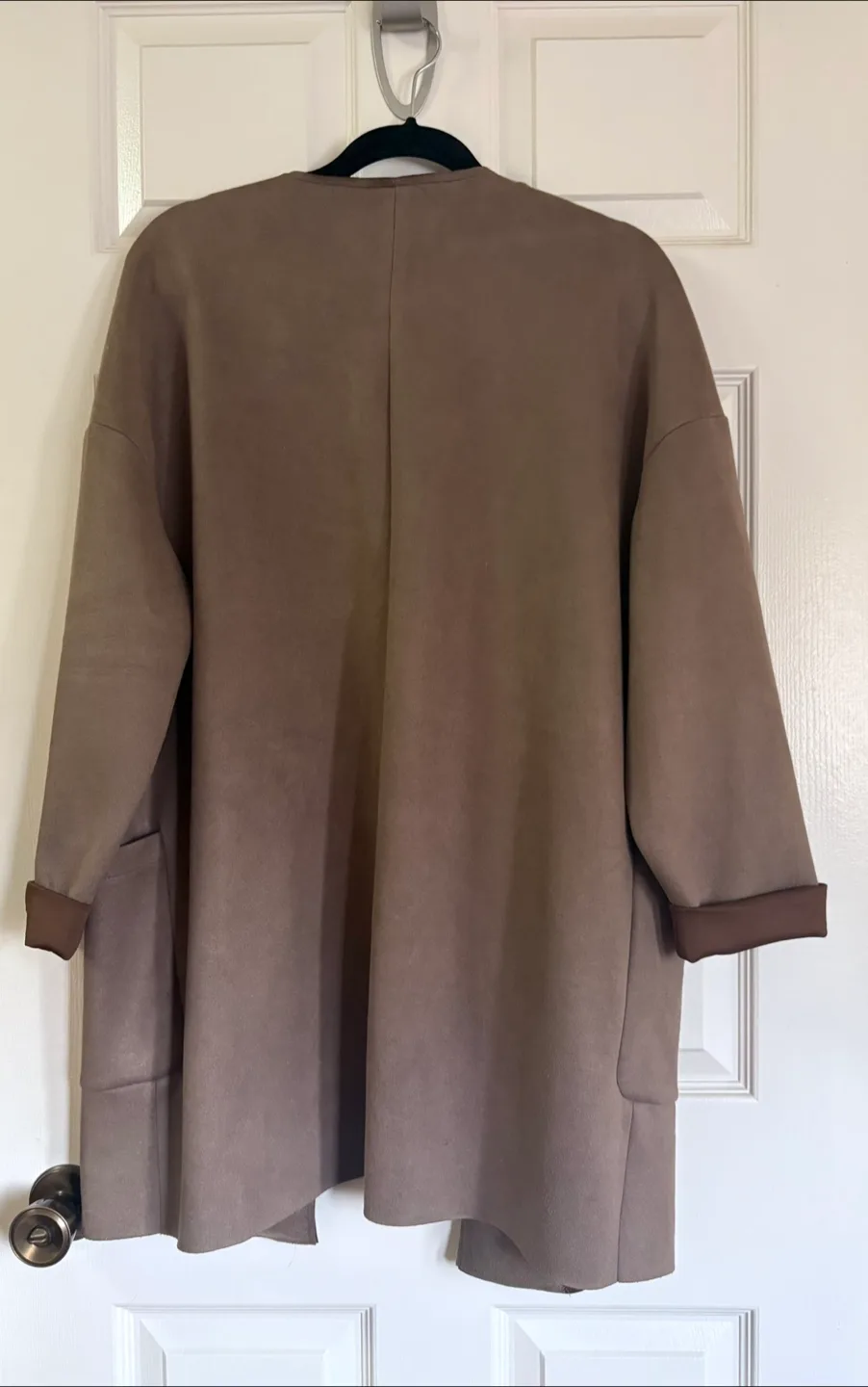 Zara Basic Mocha Faux Suede Over Coat - Sz S image indicator(3)