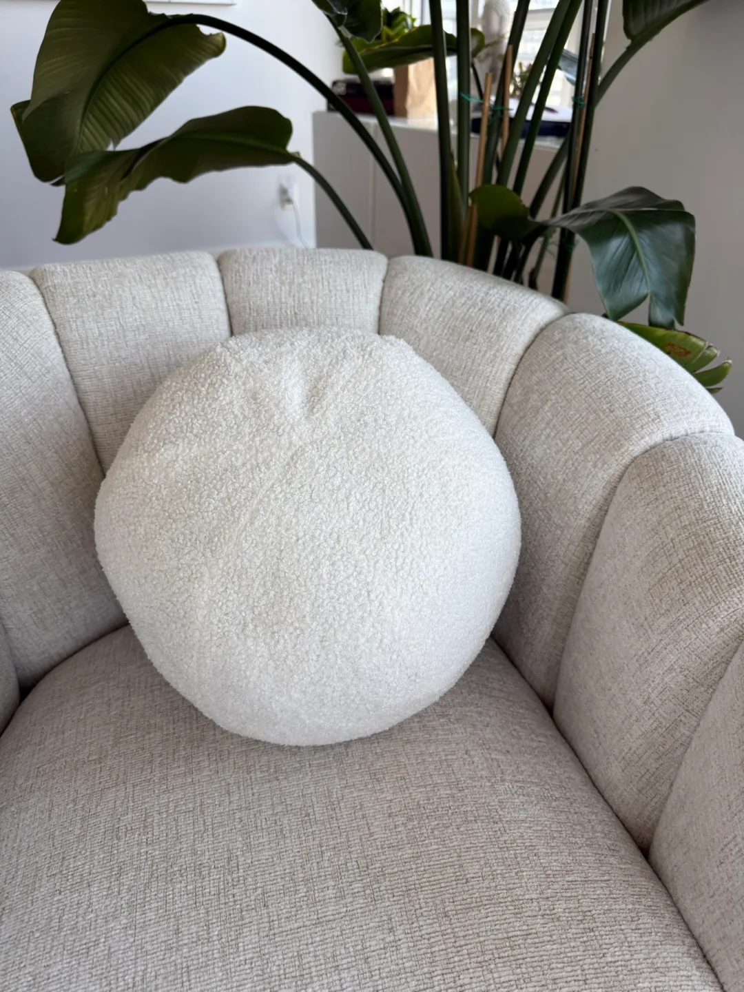 Round Boucle Decorative Pillow - Creamy White thumbnail