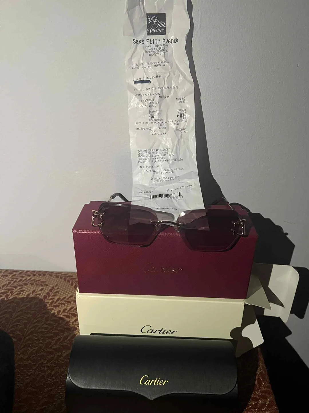 RECEIPT - Cartier Rimless Sunglasses image indicator(8)