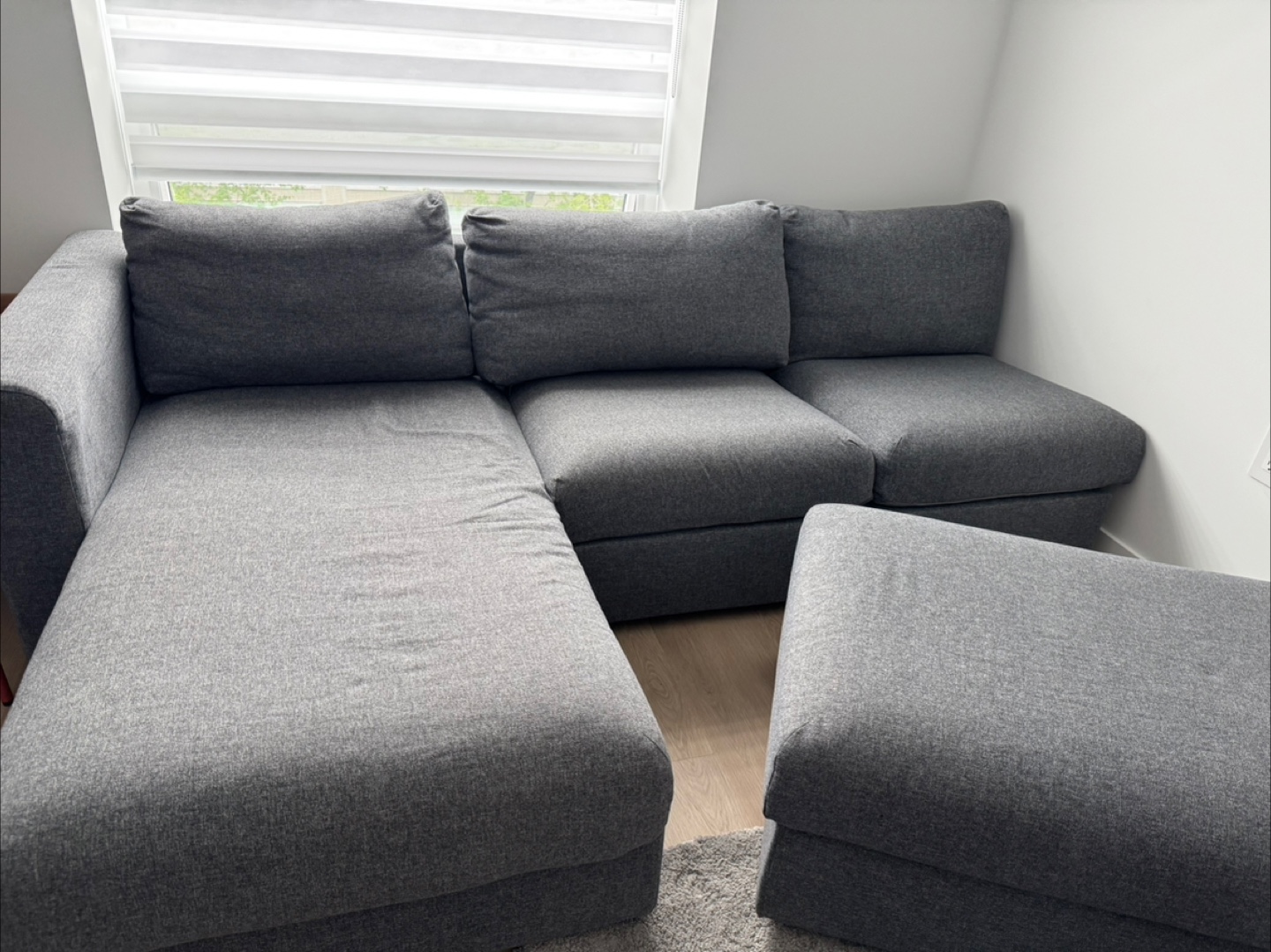 Grey Sectional Sofa with Ottoman - photo 2