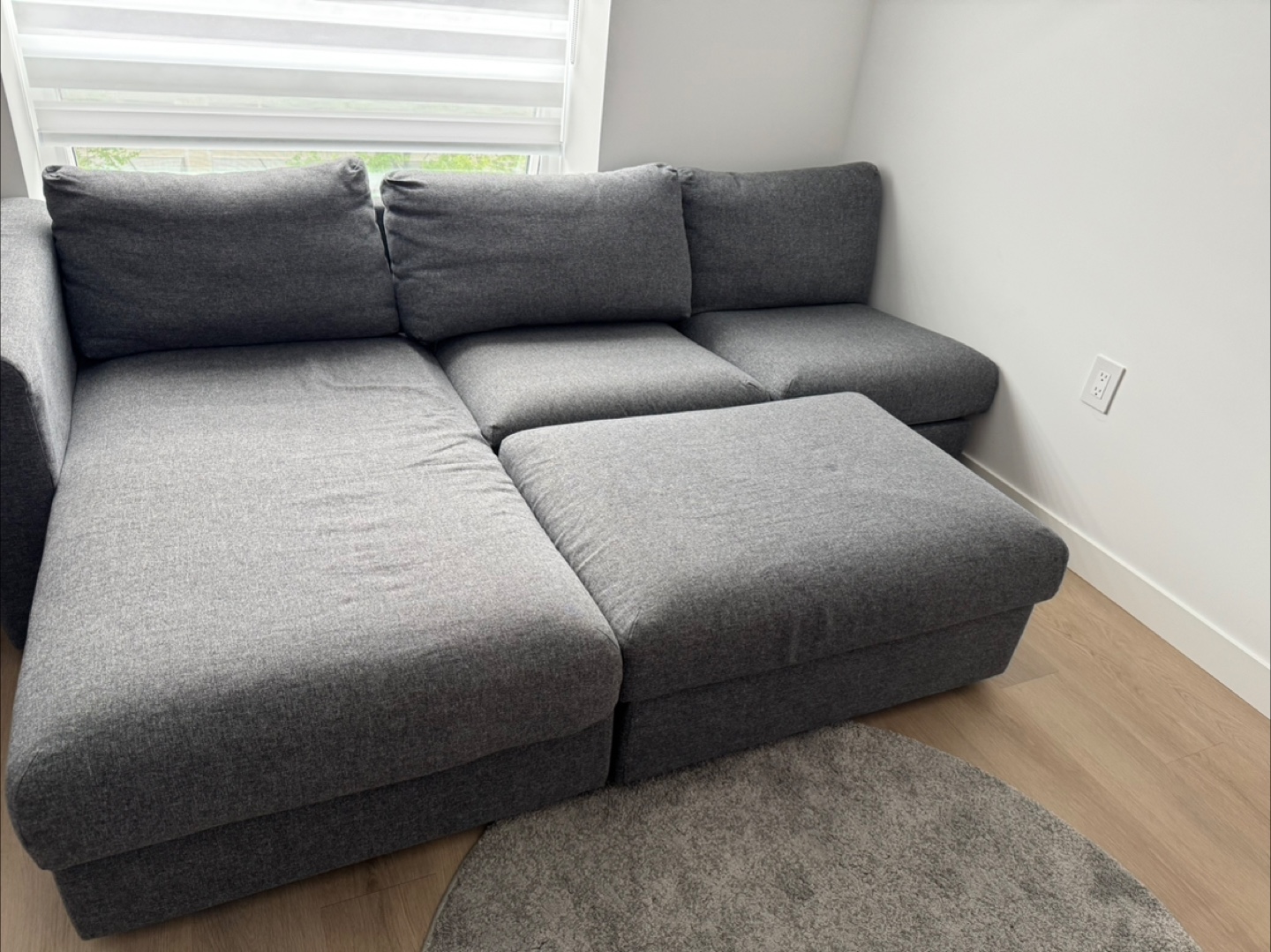 Grey Sectional Sofa with Ottoman