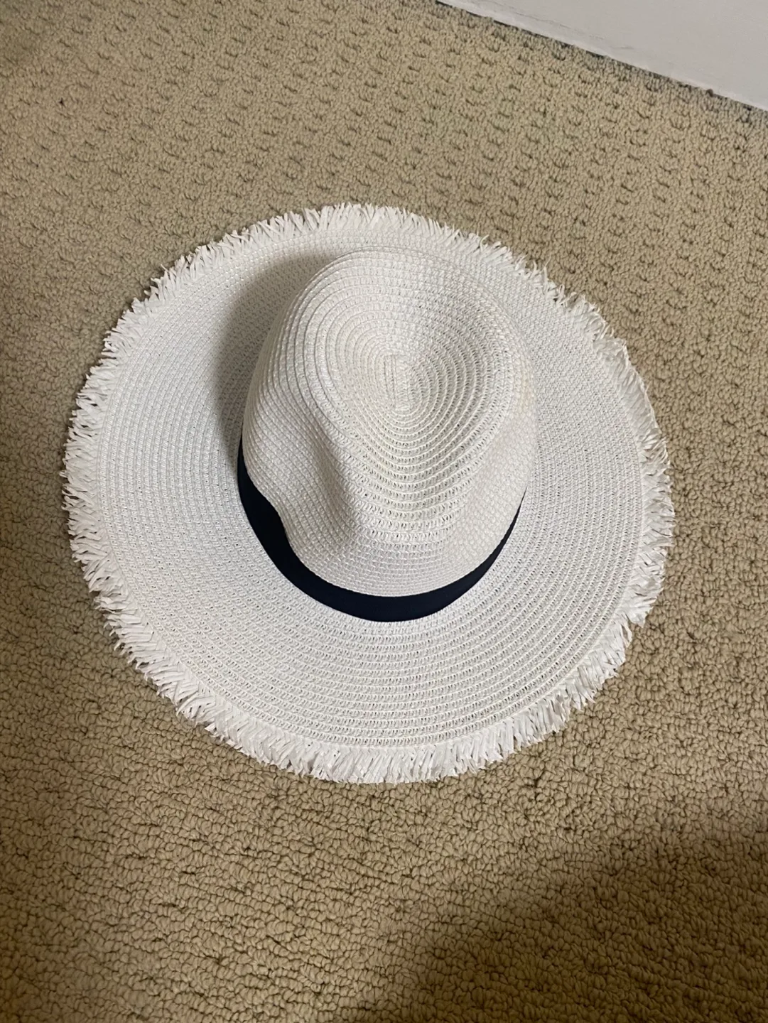 White Straw Hat with Black Band thumbnail
