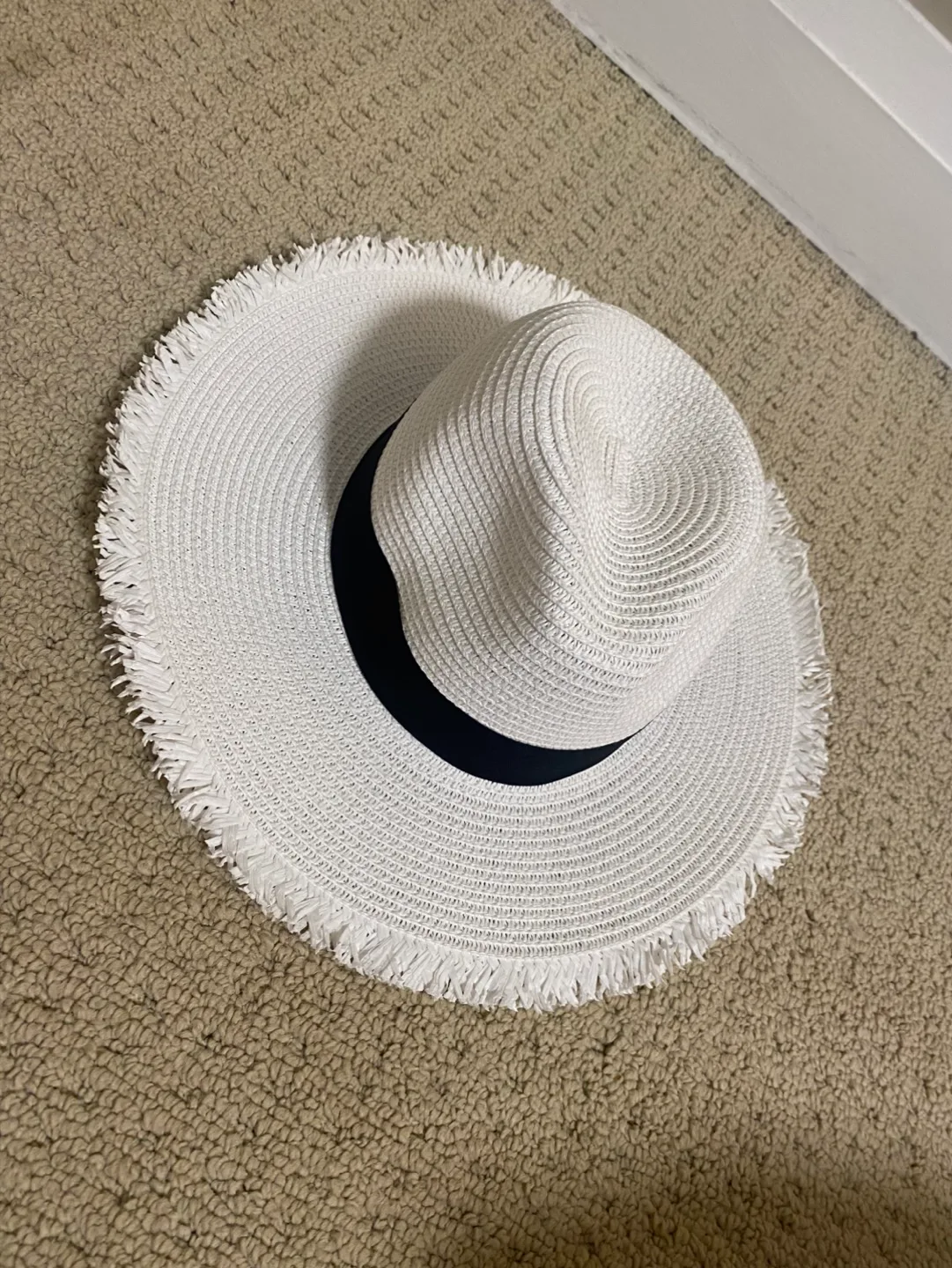 White Straw Hat with Black Band image indicator(2)