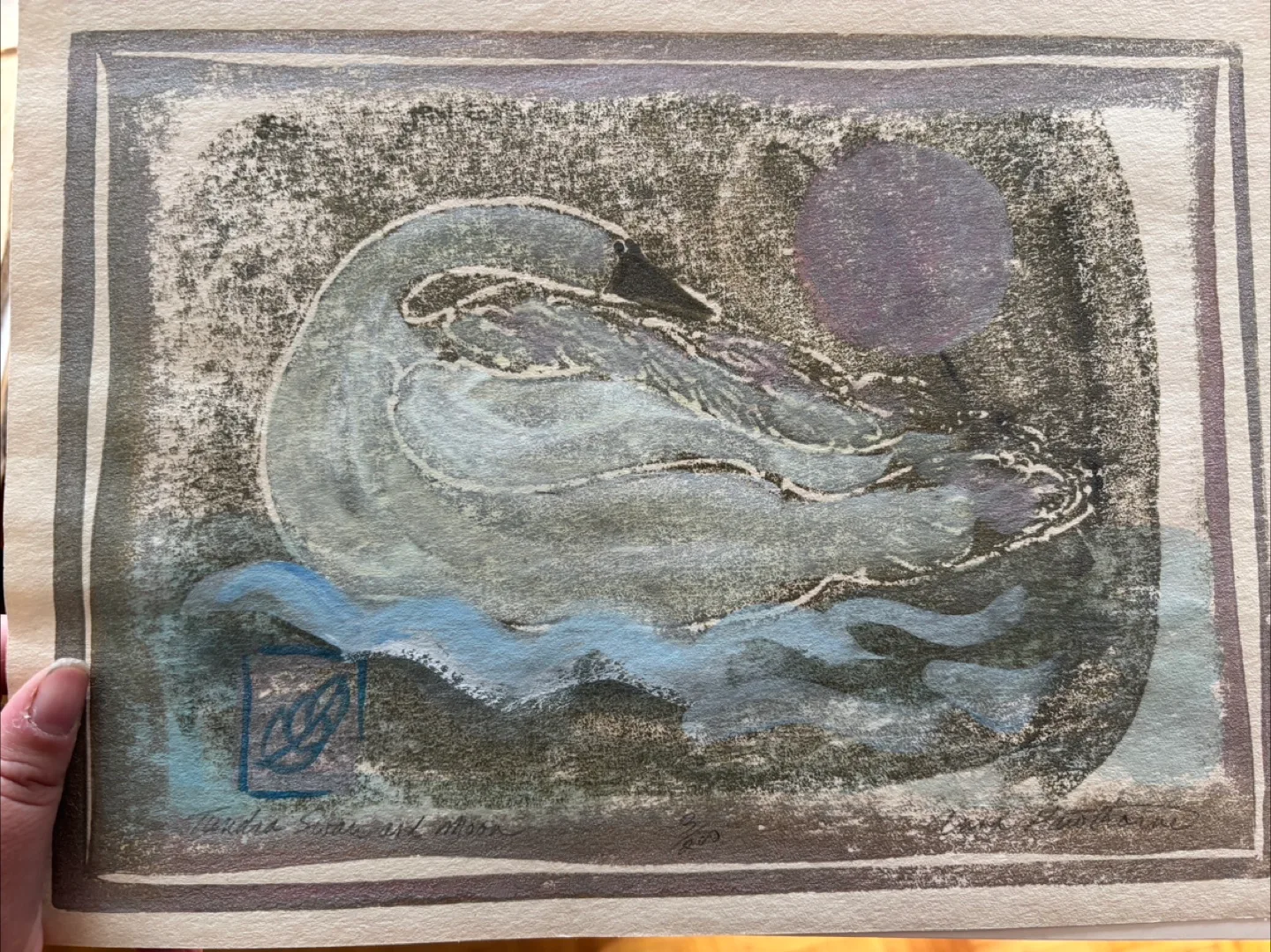 Tundra Swan and Moon Print by Anna Hawthorn thumbnail