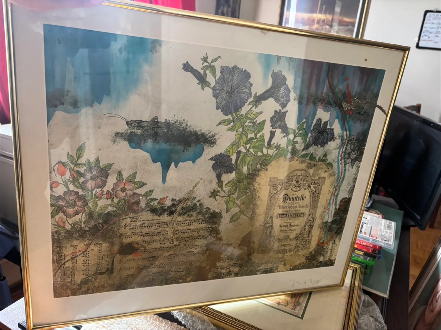 Framed Floral & Music Art by Julia Rogers thumbnail