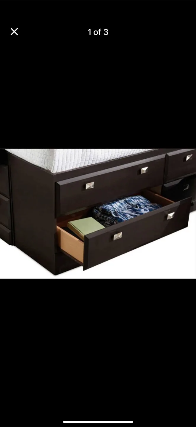 Espresso Brown Storage Bed Frame