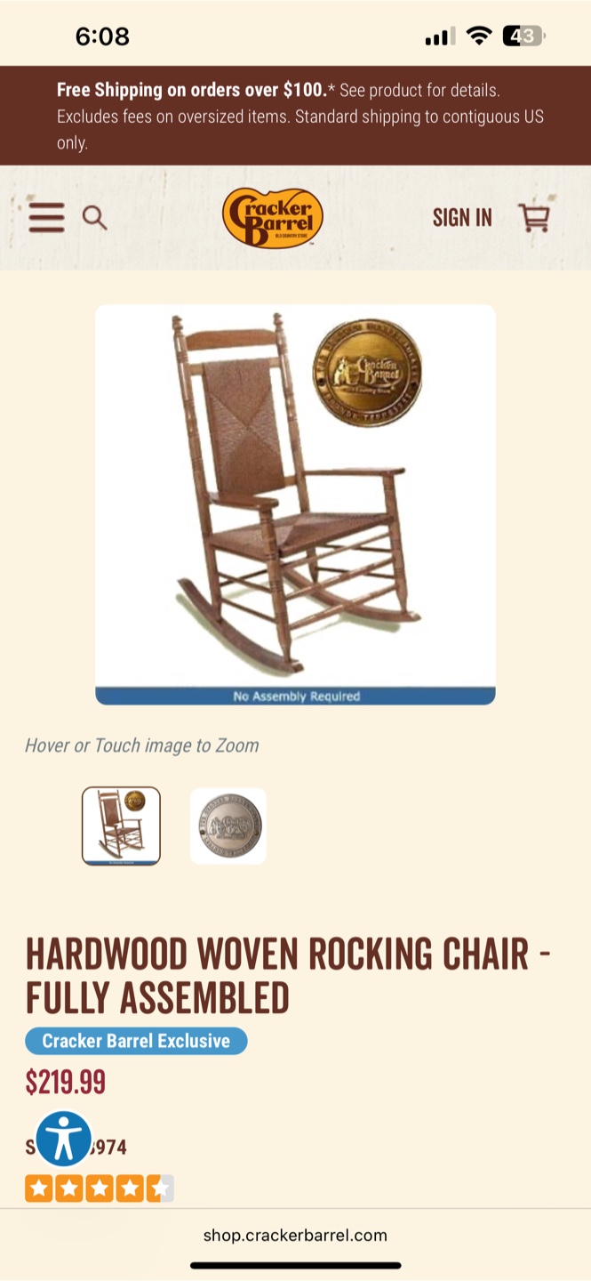 Cracker Barrel Rocker - Woven Rocking Chair - photo 4
