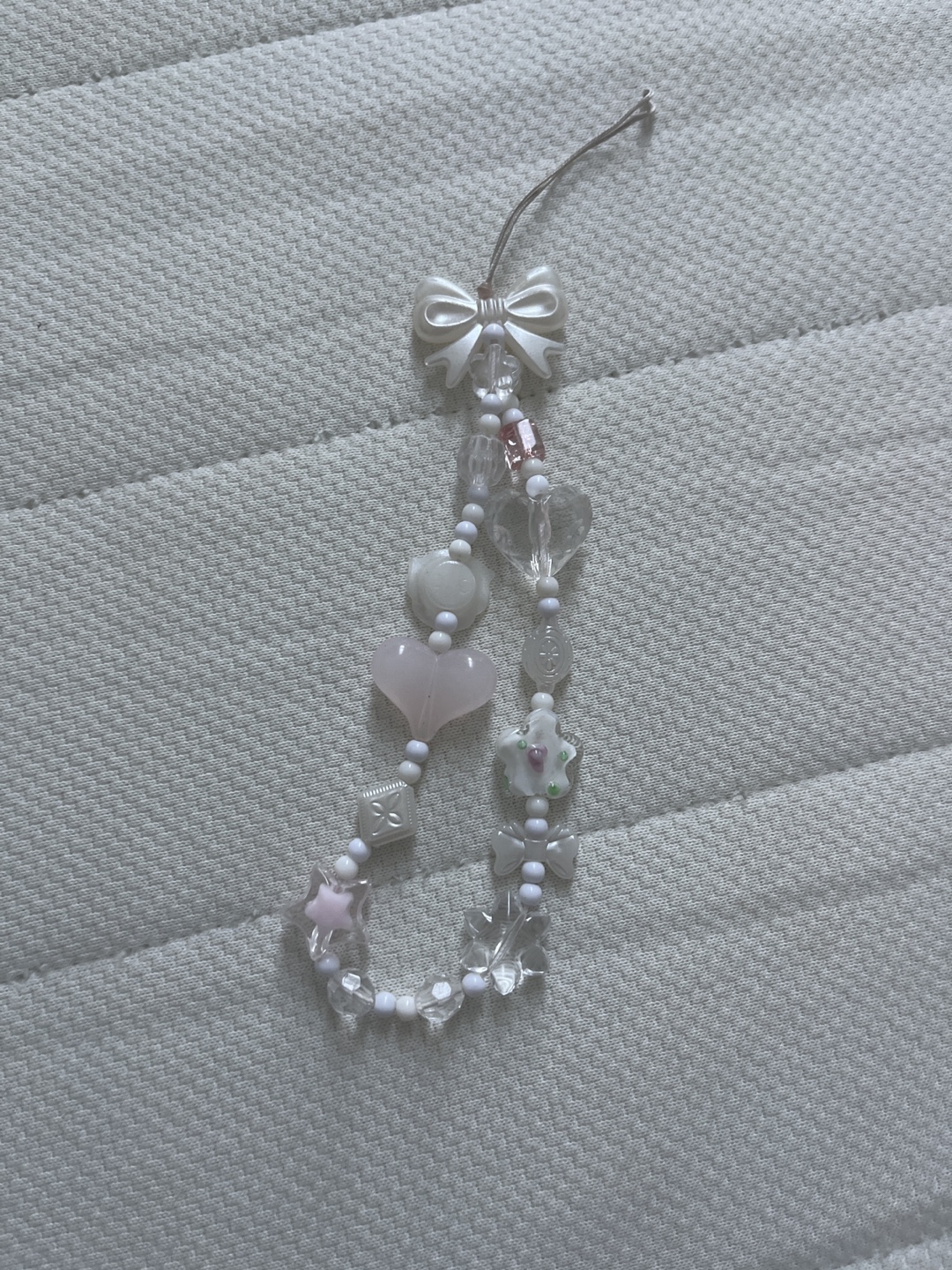 🧡Handmade Beaded Phone Charm - White