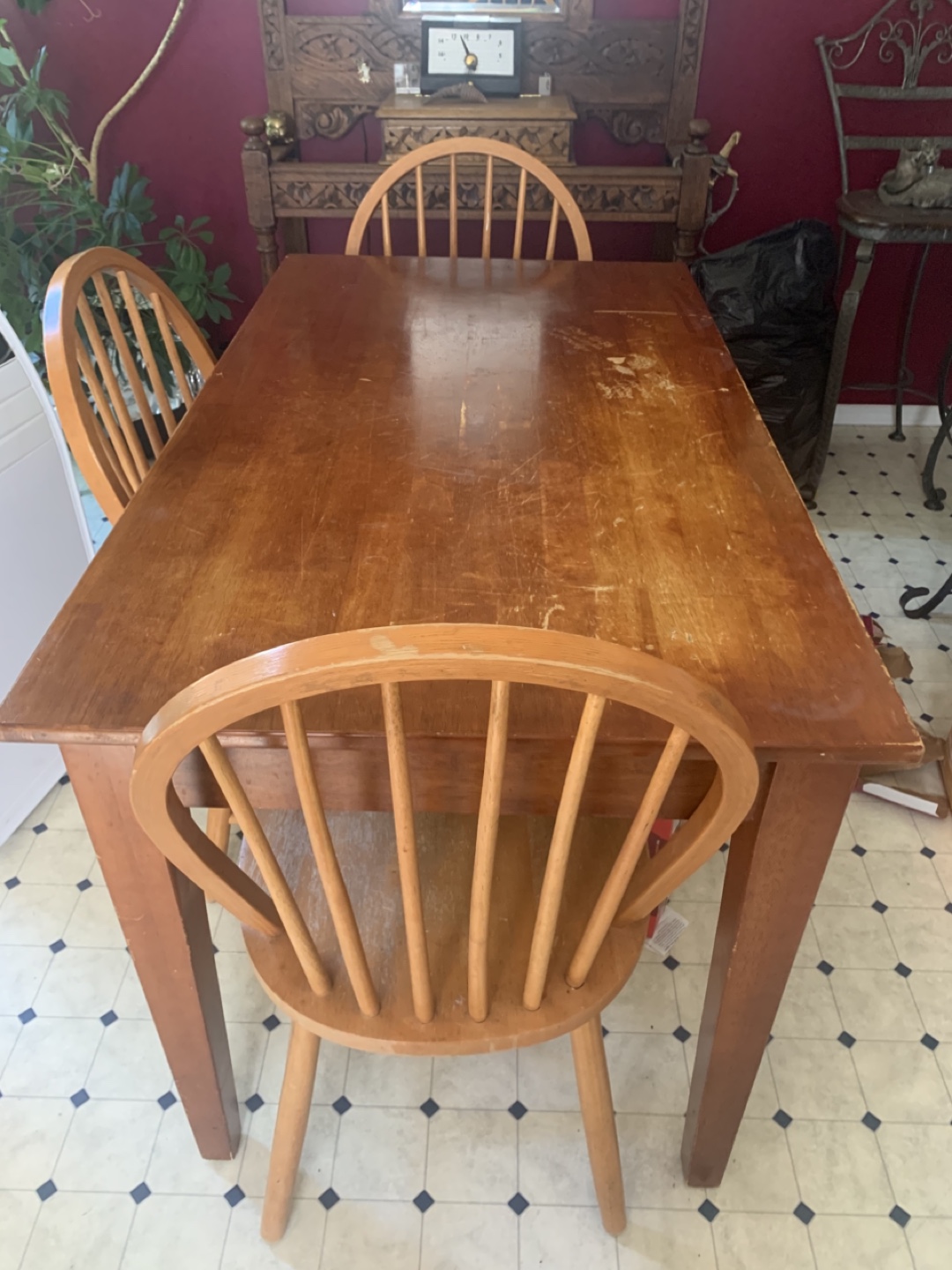 Wooden Dining Table with 3 Chairs - photo 3