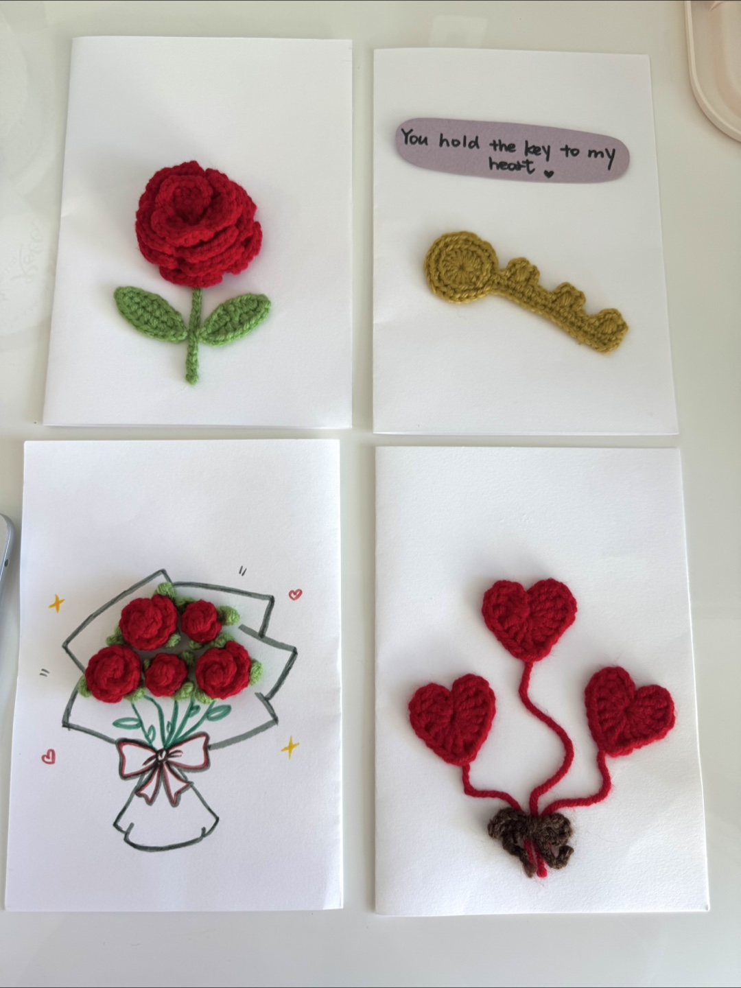 Handmade crochet greeting cards