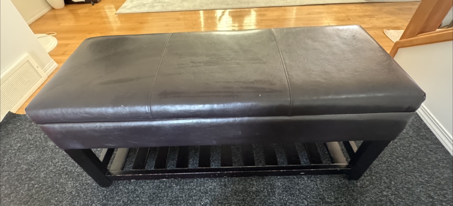 Brown Leather Storage Ottoman