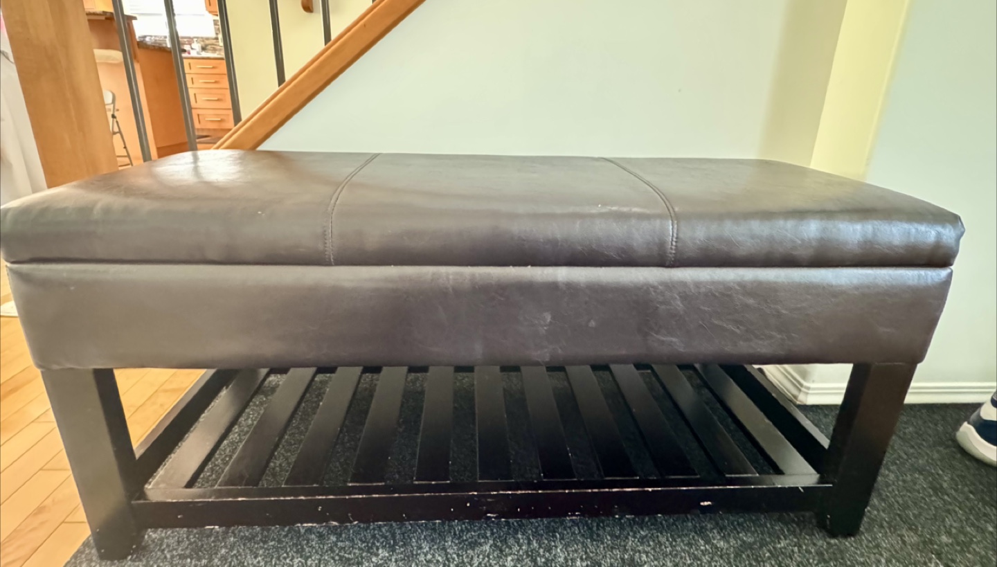 Brown Leather Storage Ottoman - photo 2