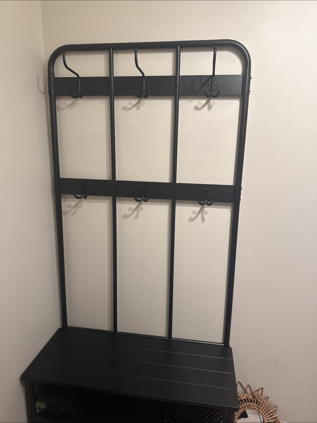 IKEA Hemnes Black-Brown Hallway Bench with Coat Rack