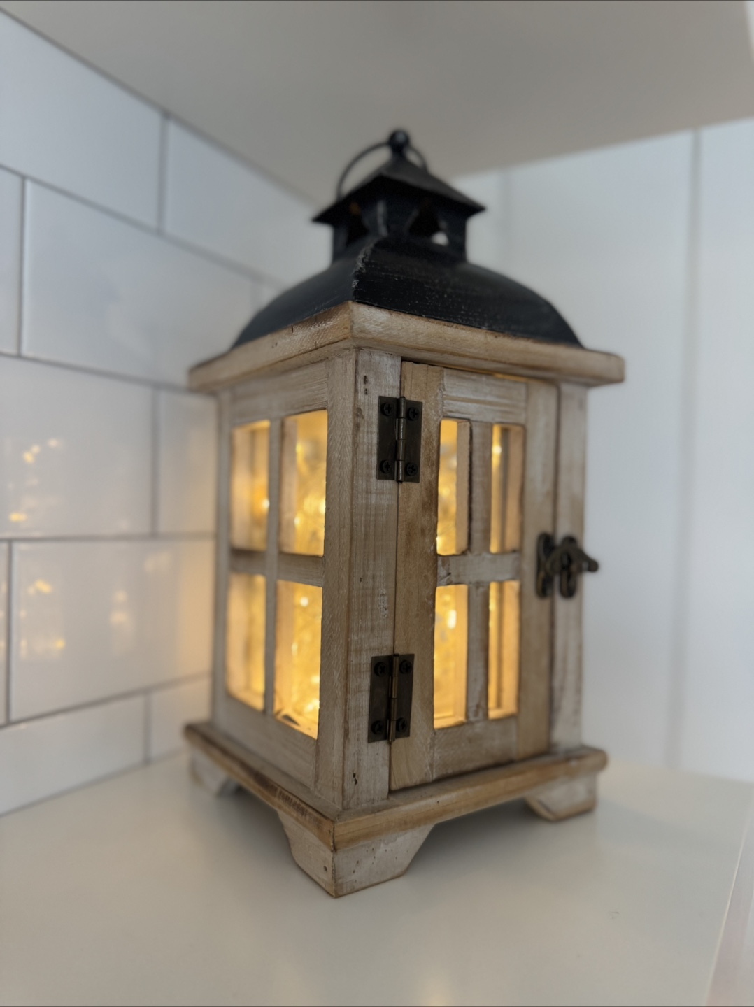 Decorative Wooden Lantern with Fairy Lights - photo 2