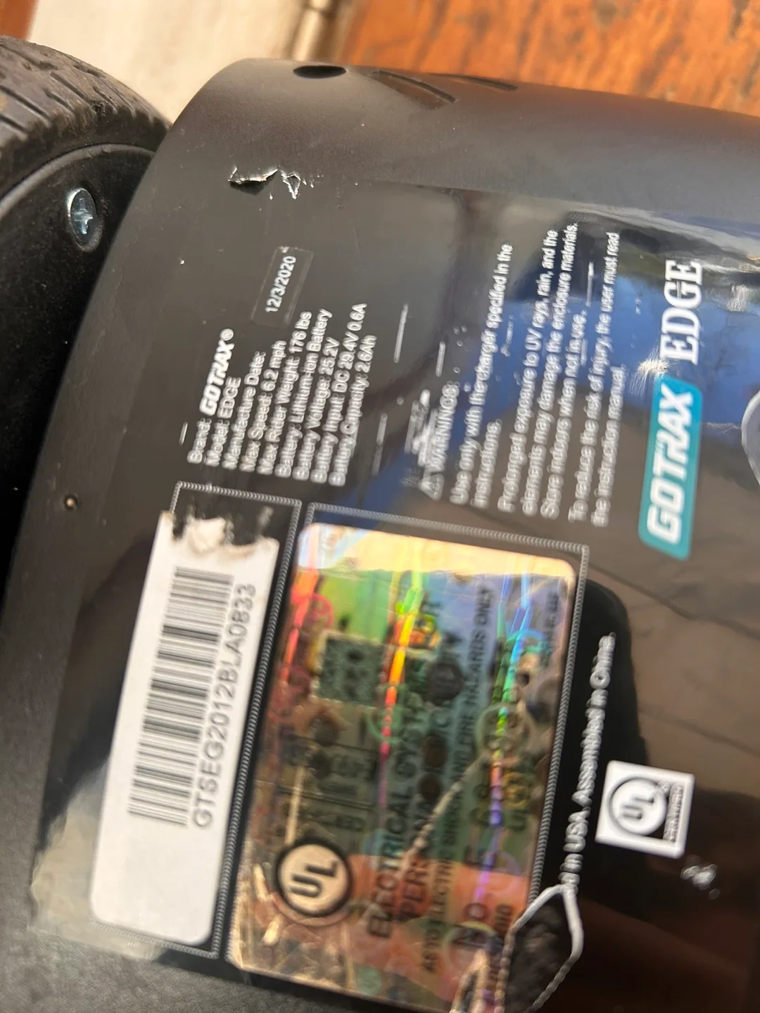 Gotrax Edge Hoverboard with charger image indicator(5)