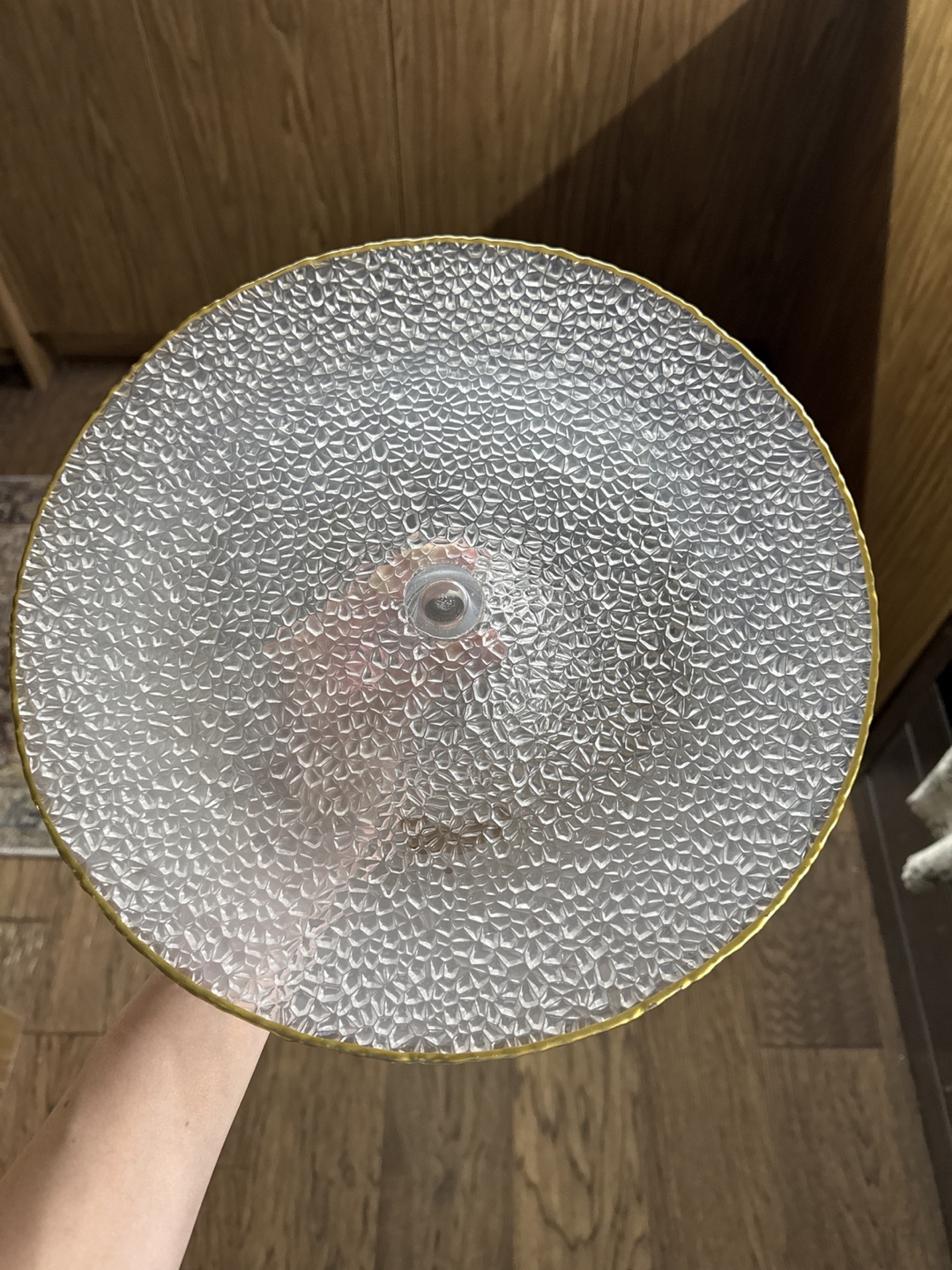 Glass Cake Stand with Gold Trim - photo 3