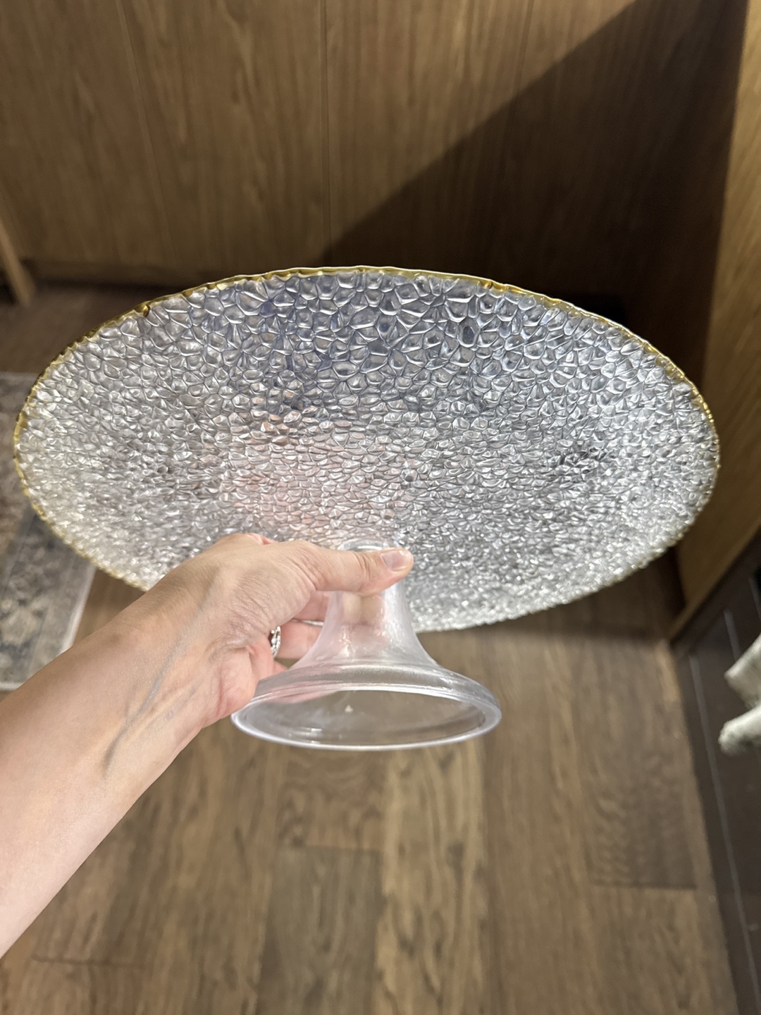 Glass Cake Stand with Gold Trim - photo 2