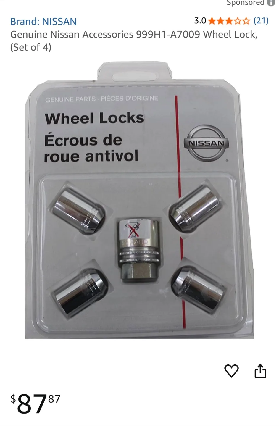 Nissan Wheel Locks (99998-A7009) - New thumbnail