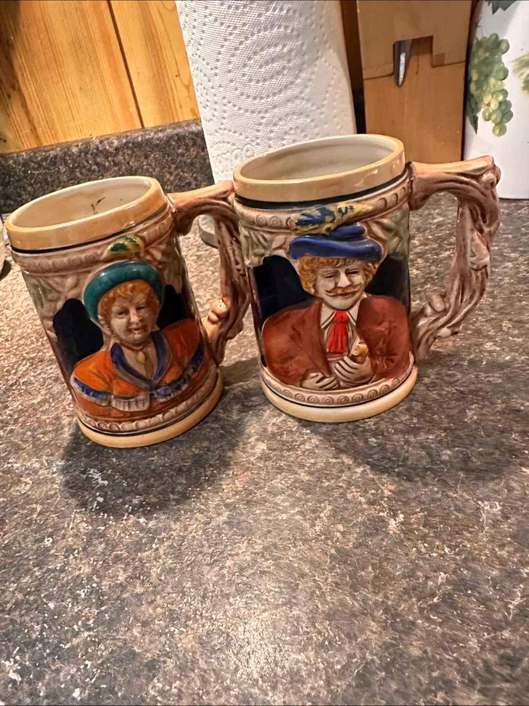 Vintage Ceramic Beer Stein Mugs - Set of 2 thumbnail