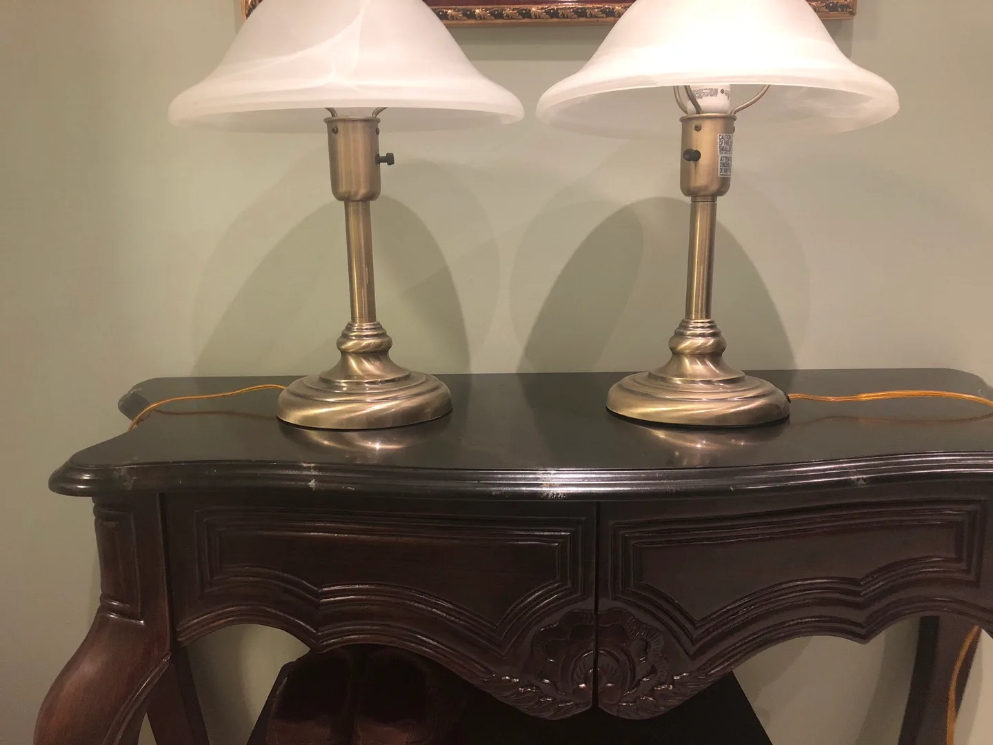 Pair of Vintage Brass Table Lamps image indicator(2)