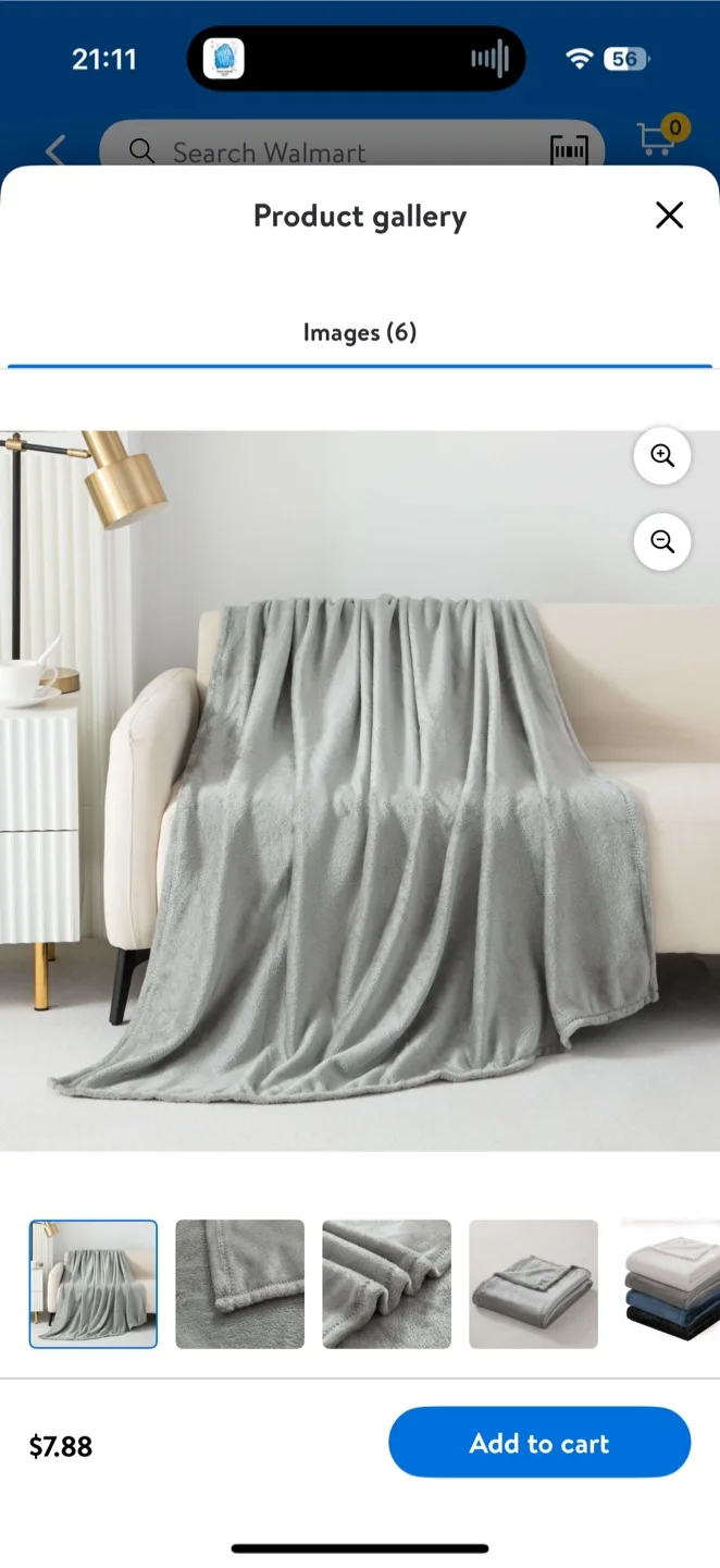 Mainstays Plush Throw Blanket - Grey thumbnail