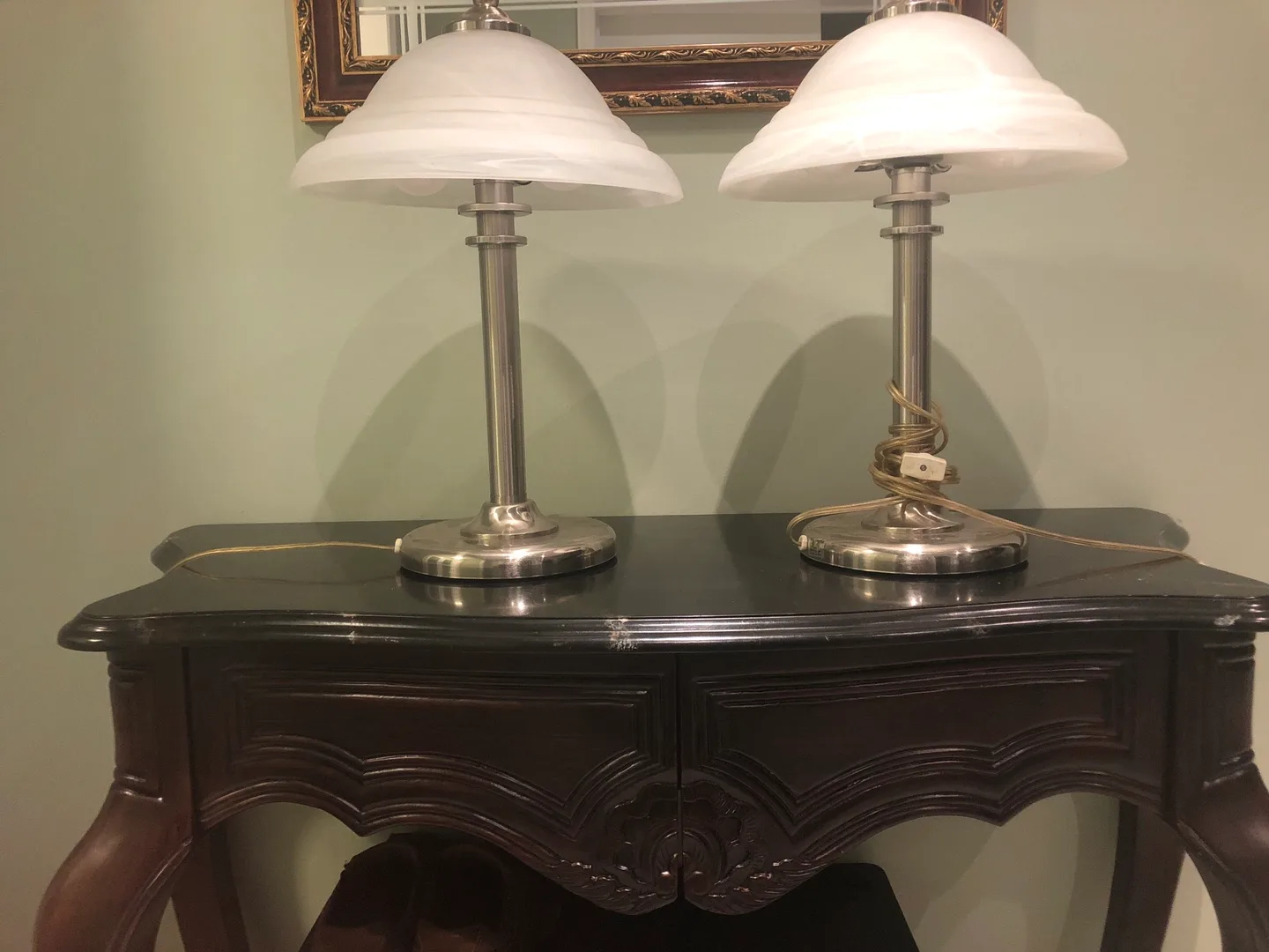 Pair of Table Lamps with White Shades image indicator(2)