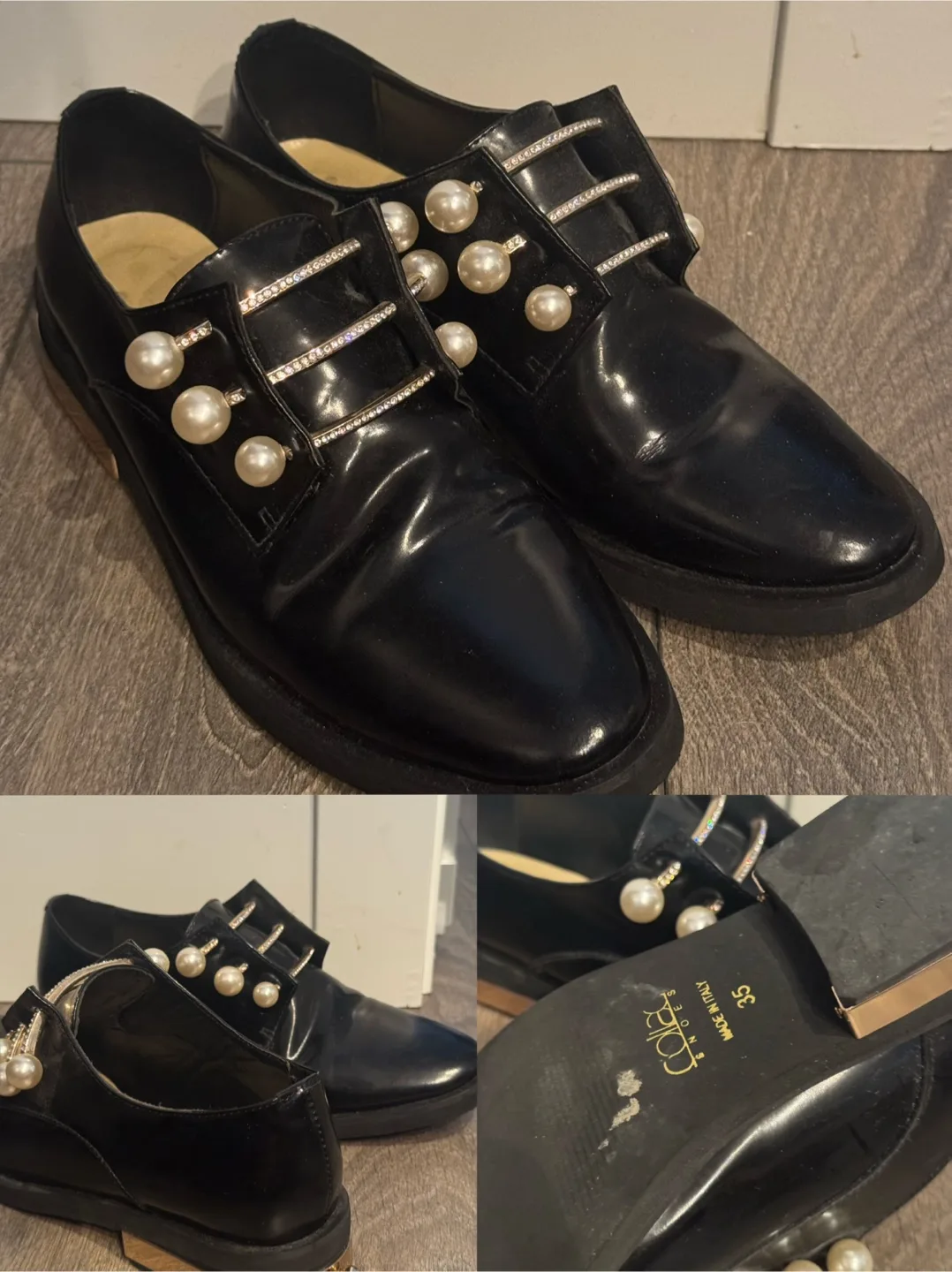 Colla Shoes Black Pearl Embellished Size 35 thumbnail