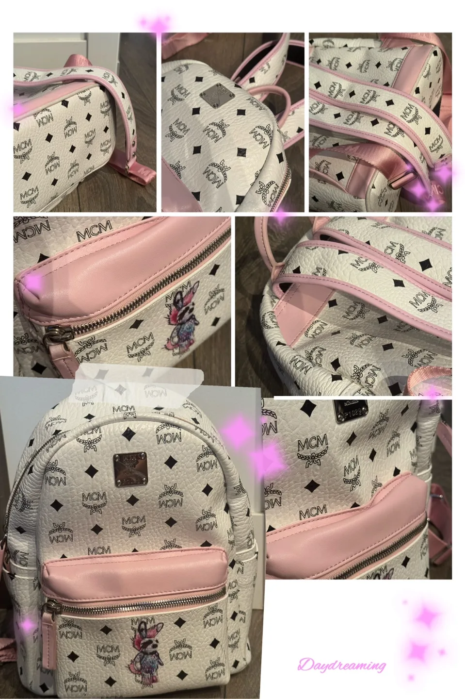 MCM White & Pink Backpack thumbnail