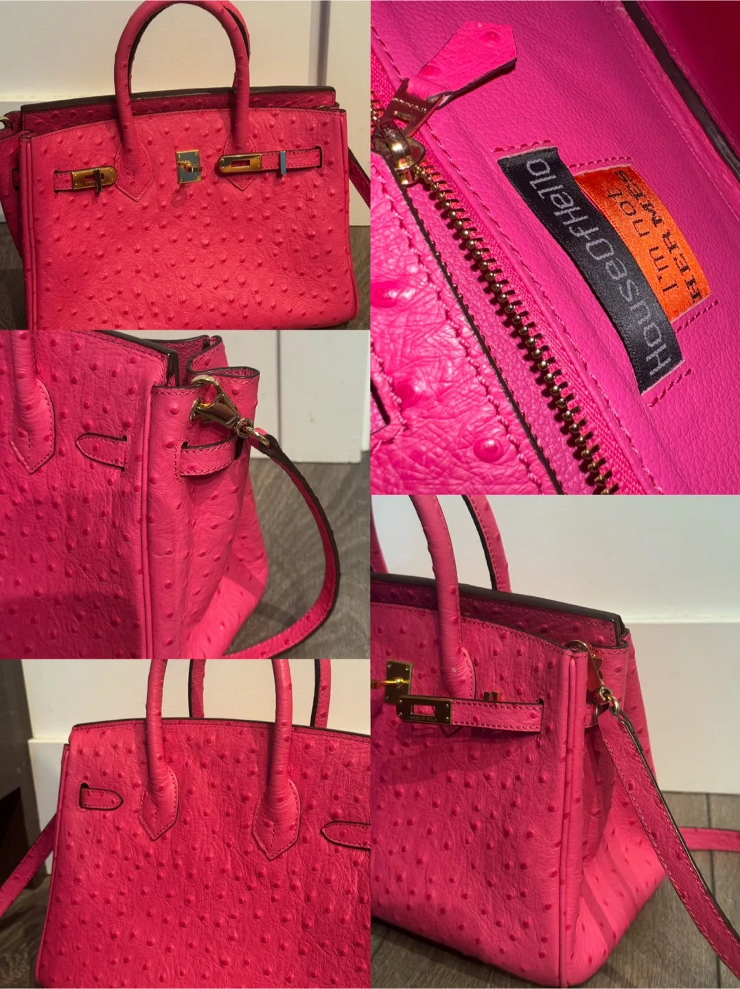 Pink Ostrich Leather Handbag thumbnail