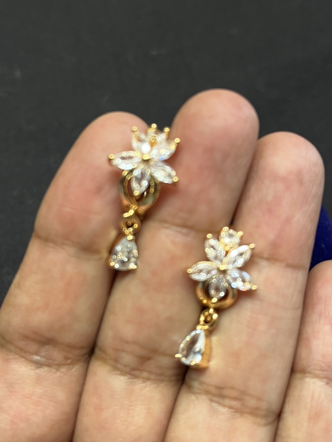Floral design topaz Gold filled Dangle Earrings - photo 4
