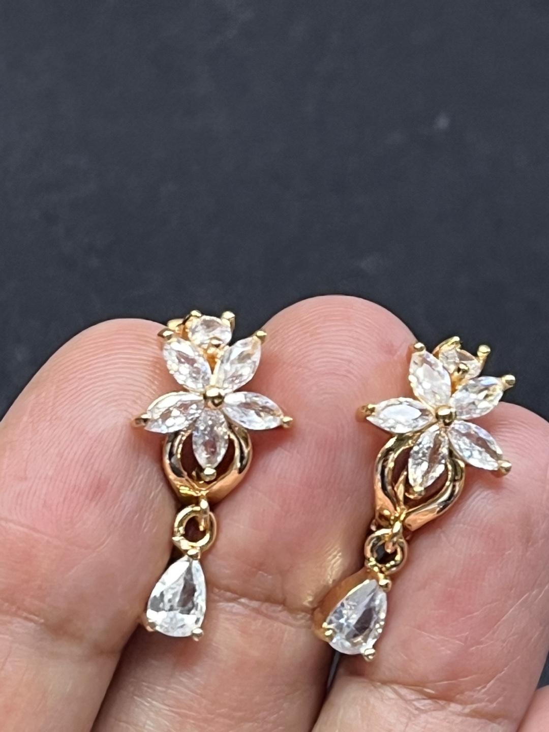 Floral design topaz Gold filled Dangle Earrings