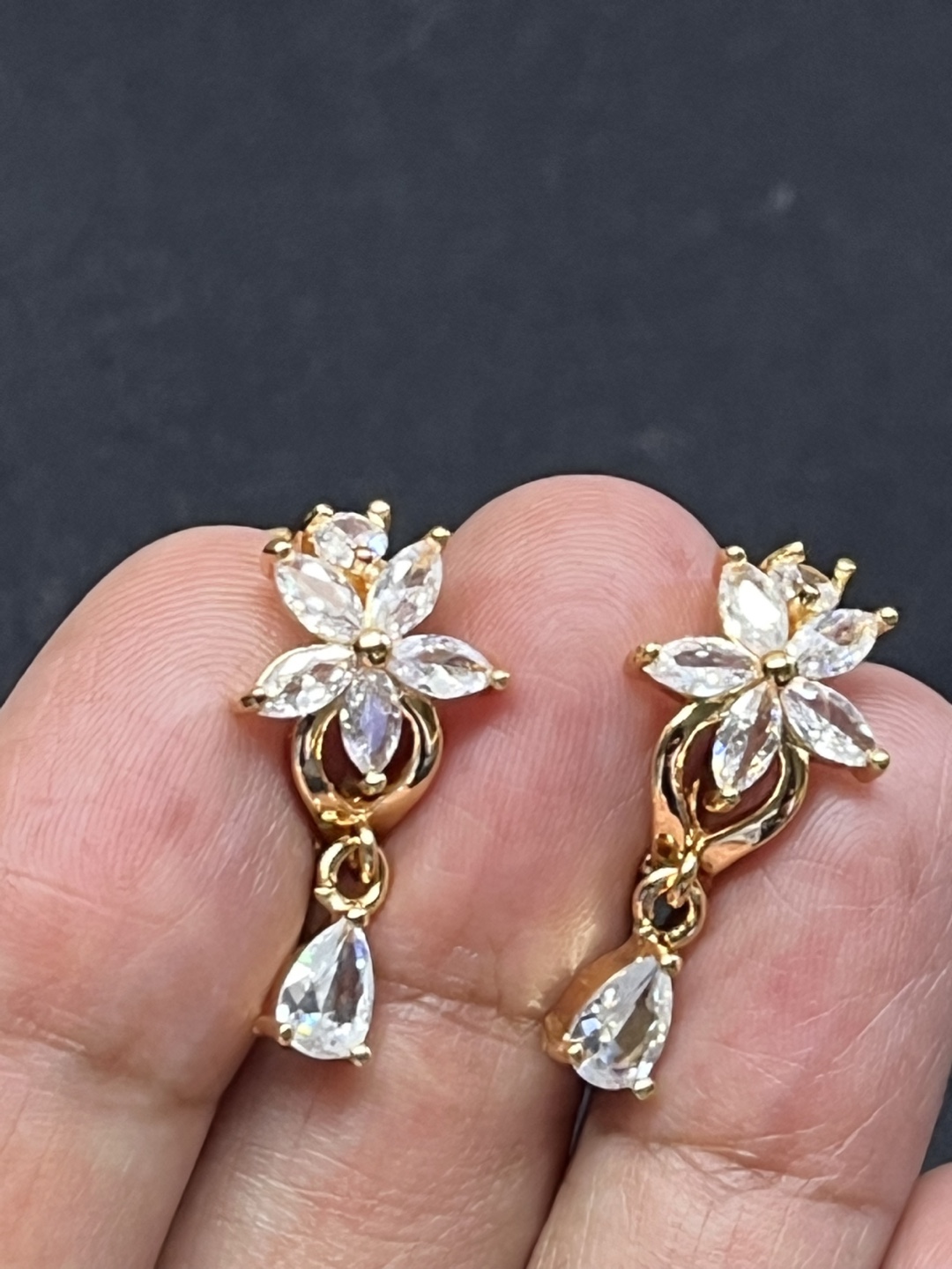 Floral design topaz Gold filled Dangle Earrings - photo 2