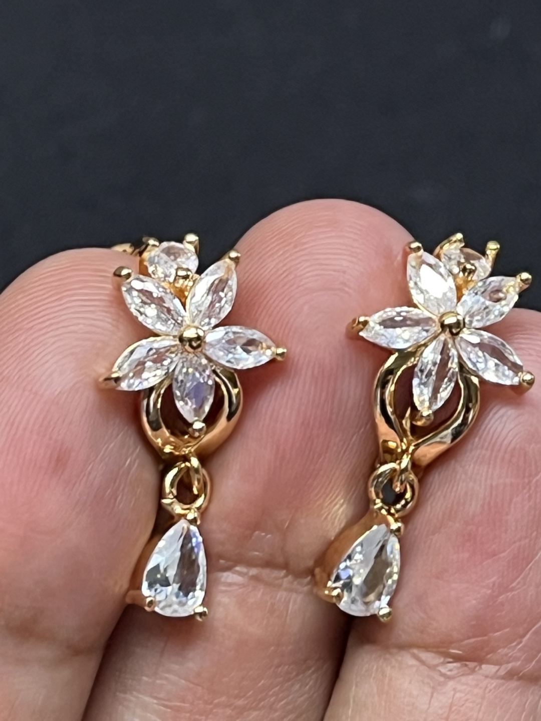 Floral design topaz Gold filled Dangle Earrings - photo 5
