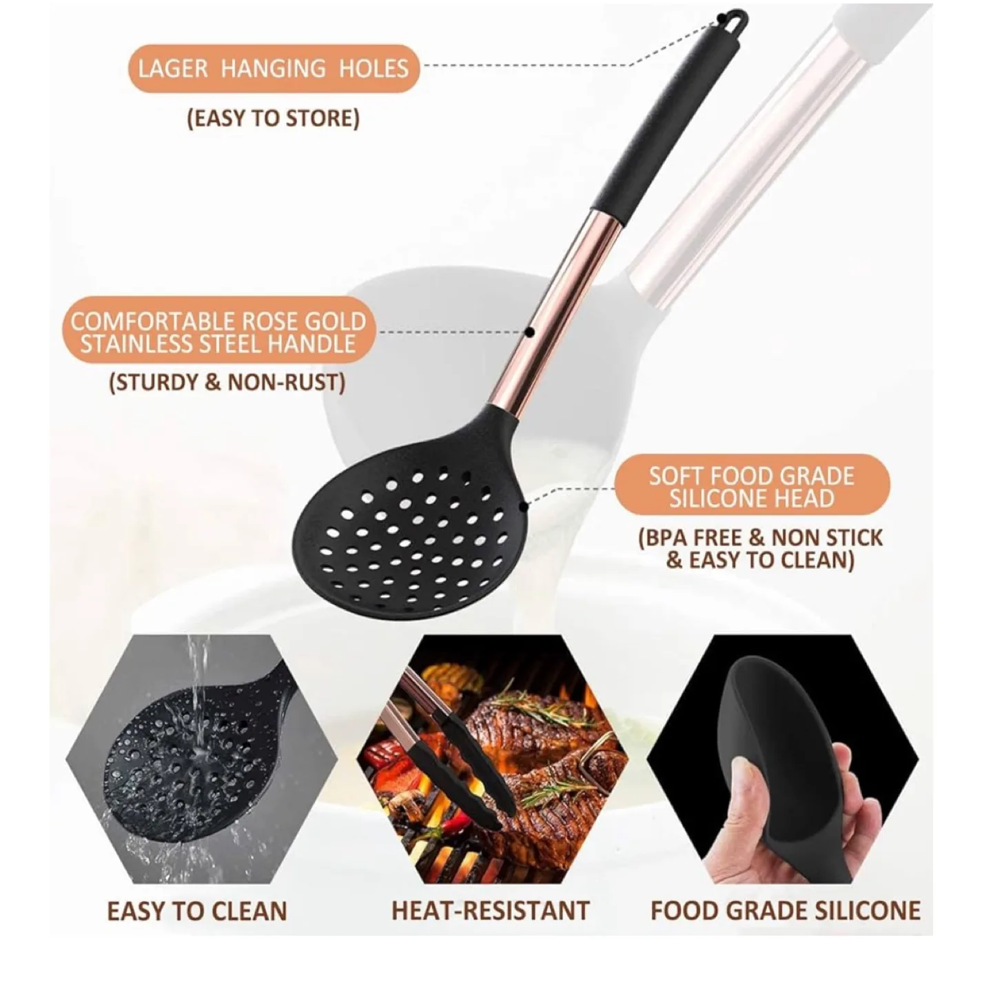 Fungun 24pcs Silicone Kitchen Utensil Set - Black image indicator(2)